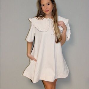 COPY - Chic White Ruffle Collar Dress